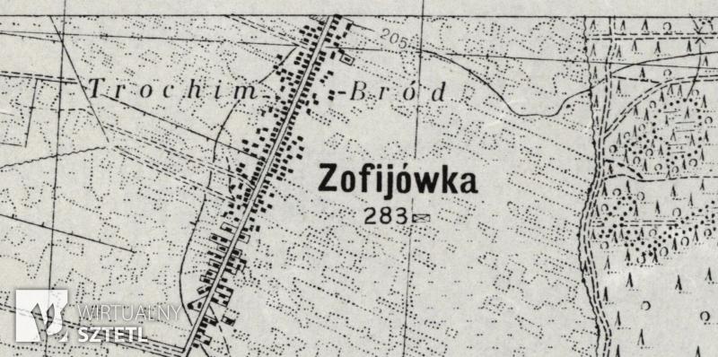 Zofijówka. Kadr z mapy WIG 1:25000 (1938)