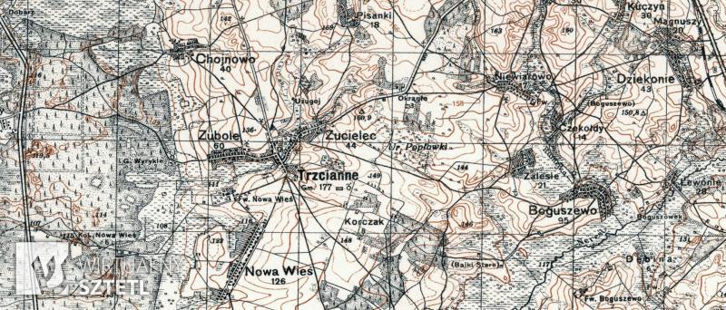 Trzcianne. Kadr z mapy WIG 1:100000 (1930)