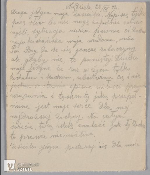 List Witolda Hugo Barucha do żony Zofii